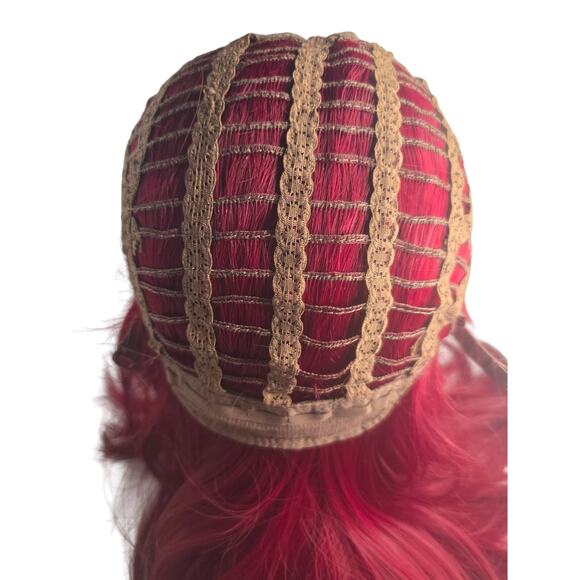 Full Bang Wine Red Color Synthetic Wig - Red Wine 22INCH - Picture 5 of 8